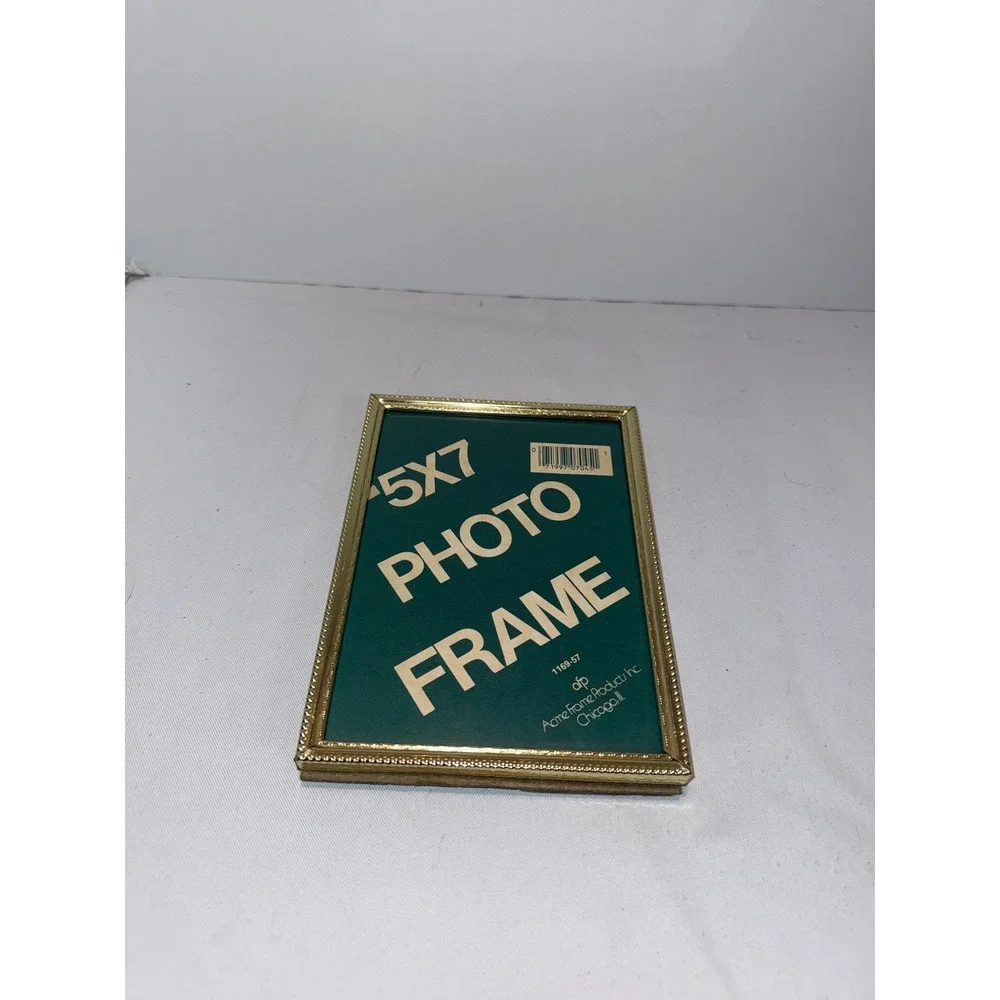Acme Frame Products 5x7 Gold Tone Beaded Metal Photo Frame Vintage 1169-57
